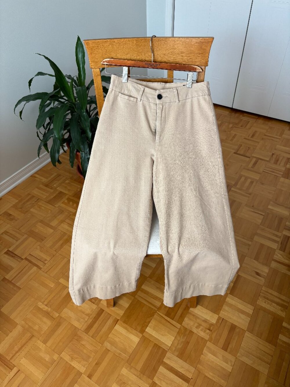 Frank & Oak High-Waisted Wide-Leg Pants — Beige, Size 6